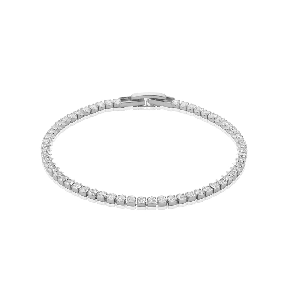 Sparkling Cubic Zircon Tennis Bracelets for Luxury Dainty Stackable Silver Color Chain Crystal CZ Banquet Wedding Jewelry