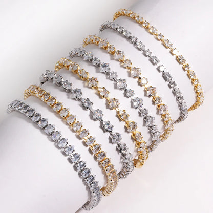 Sparkling Cubic Zircon Tennis Bracelets for Luxury Dainty Stackable Silver Color Chain Crystal CZ Banquet Wedding Jewelry