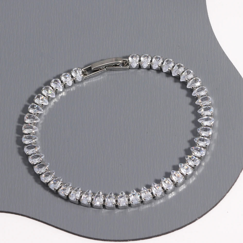 Sparkling Cubic Zircon Tennis Bracelets for Luxury Dainty Stackable Silver Color Chain Crystal CZ Banquet Wedding Jewelry