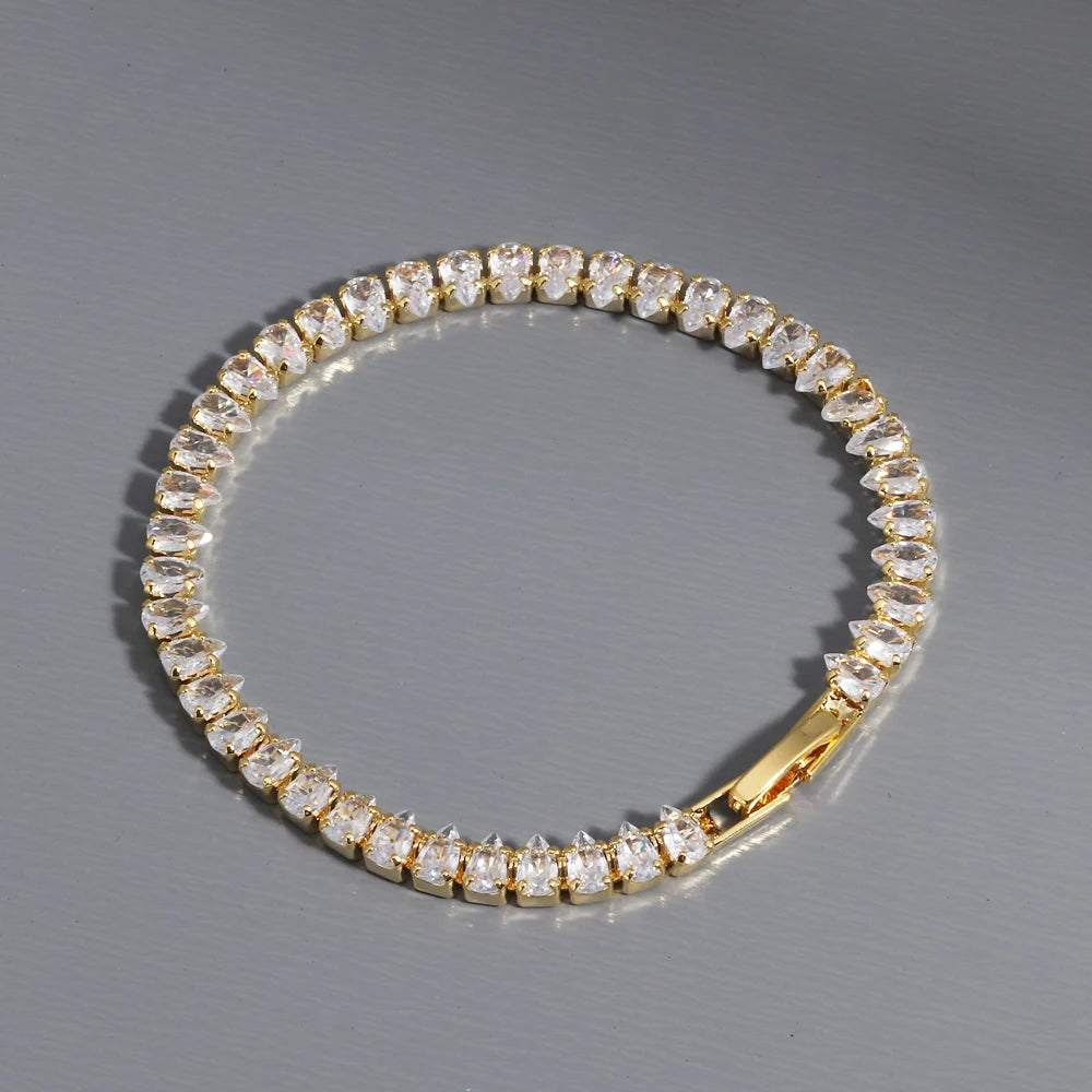 Sparkling Cubic Zircon Tennis Bracelets for Luxury Dainty Stackable Silver Color Chain Crystal CZ Banquet Wedding Jewelry