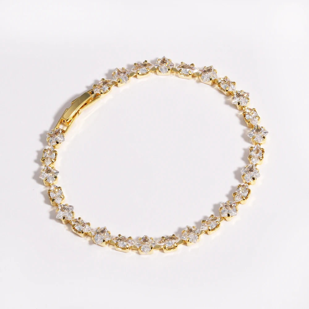 Sparkling Cubic Zircon Tennis Bracelets for Luxury Dainty Stackable Silver Color Chain Crystal CZ Banquet Wedding Jewelry
