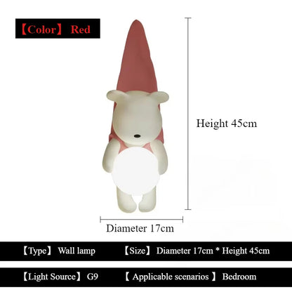 SANDYHA Nordic Resin Wall Lamp Cute Little Bear Design LED Light Children's Room Bedroom Decoration Home Study Lighting Fixtures