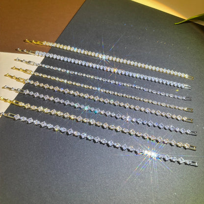 Sparkling Cubic Zircon Tennis Bracelets for Luxury Dainty Stackable Silver Color Chain Crystal CZ Banquet Wedding Jewelry