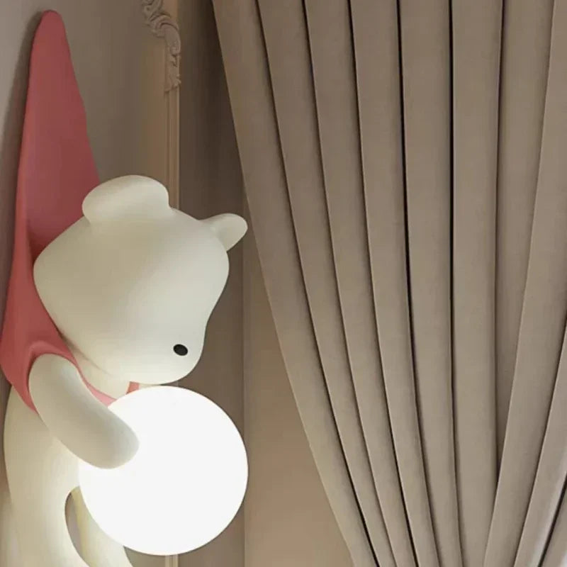 SANDYHA Nordic Resin Wall Lamp Cute Little Bear Design LED Light Children's Room Bedroom Decoration Home Study Lighting Fixtures
