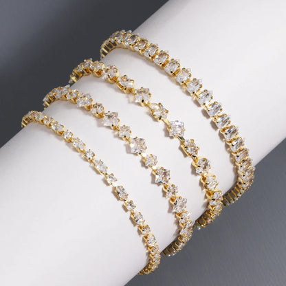 Sparkling Cubic Zircon Tennis Bracelets for Luxury Dainty Stackable Silver Color Chain Crystal CZ Banquet Wedding Jewelry