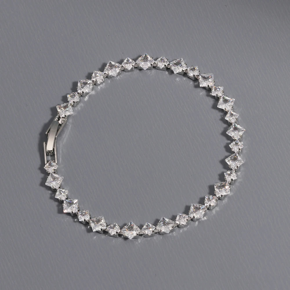 Sparkling Cubic Zircon Tennis Bracelets for Luxury Dainty Stackable Silver Color Chain Crystal CZ Banquet Wedding Jewelry