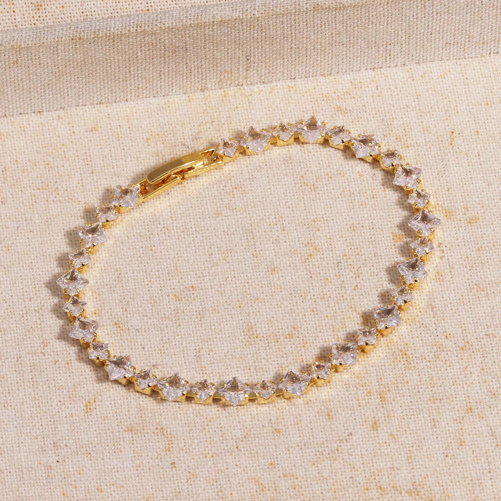 Sparkling Cubic Zircon Tennis Bracelets for Luxury Dainty Stackable Silver Color Chain Crystal CZ Banquet Wedding Jewelry
