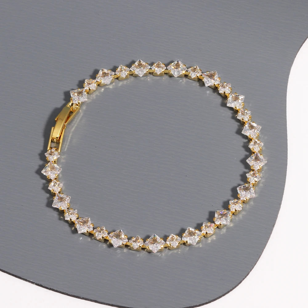 Sparkling Cubic Zircon Tennis Bracelets for Luxury Dainty Stackable Silver Color Chain Crystal CZ Banquet Wedding Jewelry