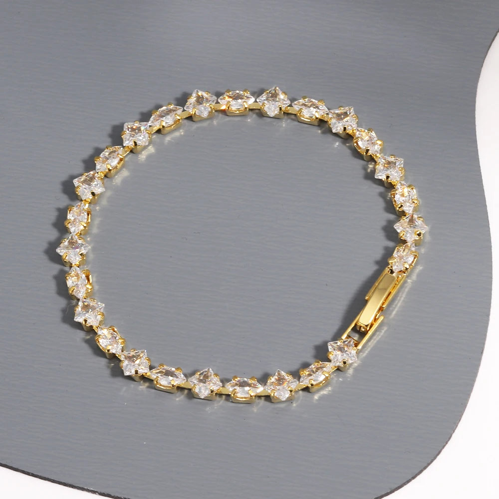 Sparkling Cubic Zircon Tennis Bracelets for Luxury Dainty Stackable Silver Color Chain Crystal CZ Banquet Wedding Jewelry